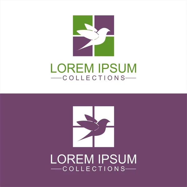 Modèle vectoriel abstrait de conception de logo d'oiseau volant style linéaire. Colombe Pigeon Logotype concept aperçu icône . — Image vectorielle