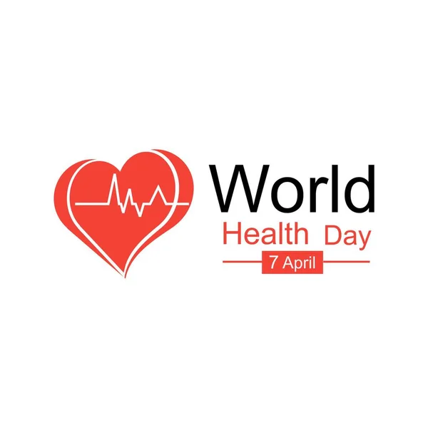 Vector World Health Day designkoncept. April 7. Hjärta och med kardiogram. Mall för affisch, banner, reklam, tydlig form, Creative Card. Medicin idé — Stock vektor