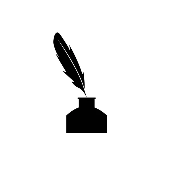 Pluma pluma tinta y tinta botella icono ilustración símbolo de signo vectorial aislado — Vector de stock