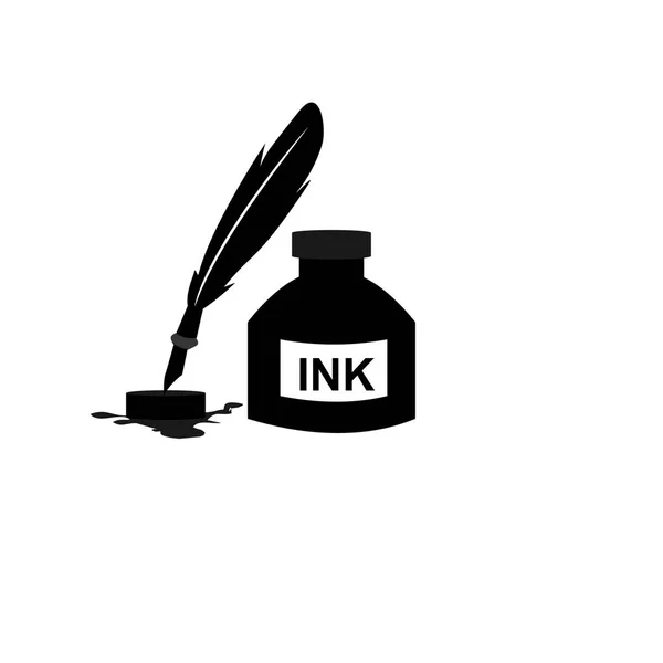 Pluma pluma tinta y tinta botella icono ilustración símbolo de signo vectorial aislado — Archivo Imágenes Vectoriales