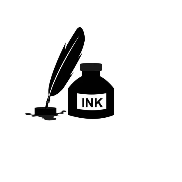 Pluma pluma tinta y tinta botella icono ilustración símbolo de signo vectorial aislado — Vector de stock