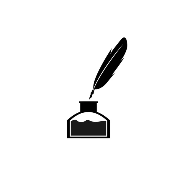 Penna penna penna inchiostro e inchiostro bottiglia icona illustrazione isolato segno vettoriale simbolo — Vettoriale Stock
