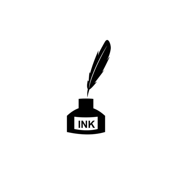 Pluma pluma tinta y tinta botella icono ilustración símbolo de signo vectorial aislado — Vector de stock