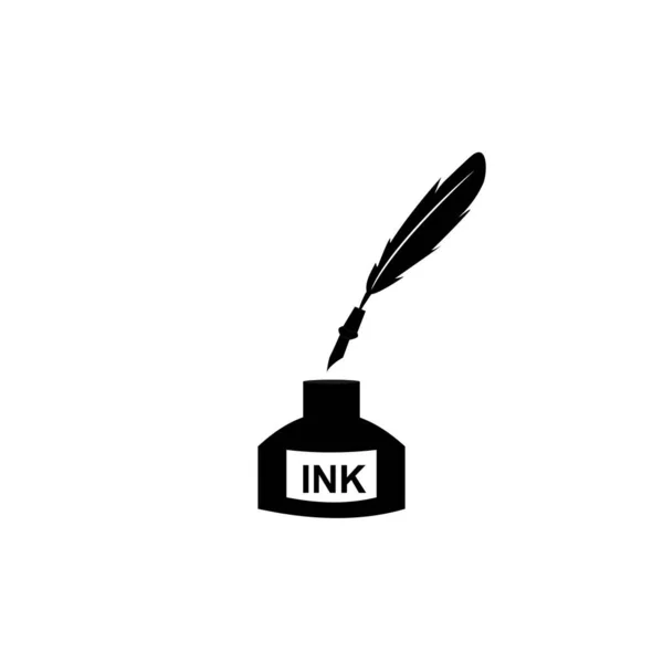 Caneta de pena tinta e tinta ícone da garrafa ilustração isolado símbolo sinal vetor — Vetor de Stock