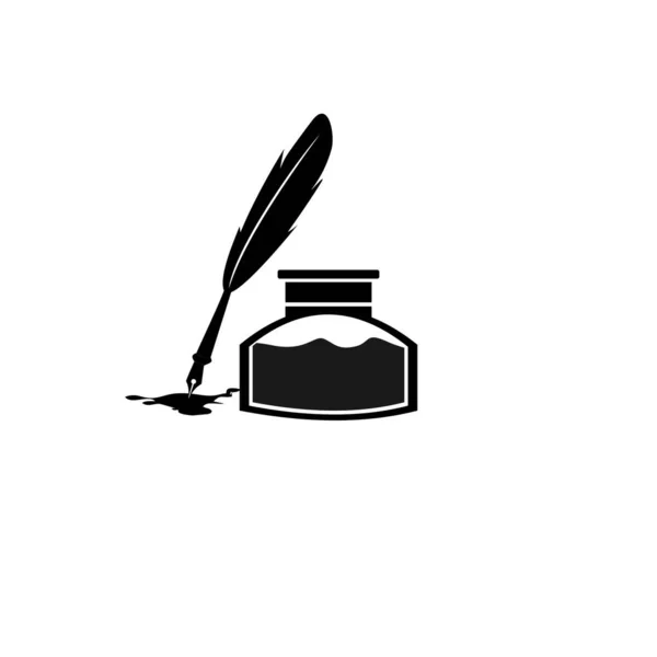 Plume stylo encre et bouteille d'encre icône illustration isolé vecteur signe symbole — Image vectorielle
