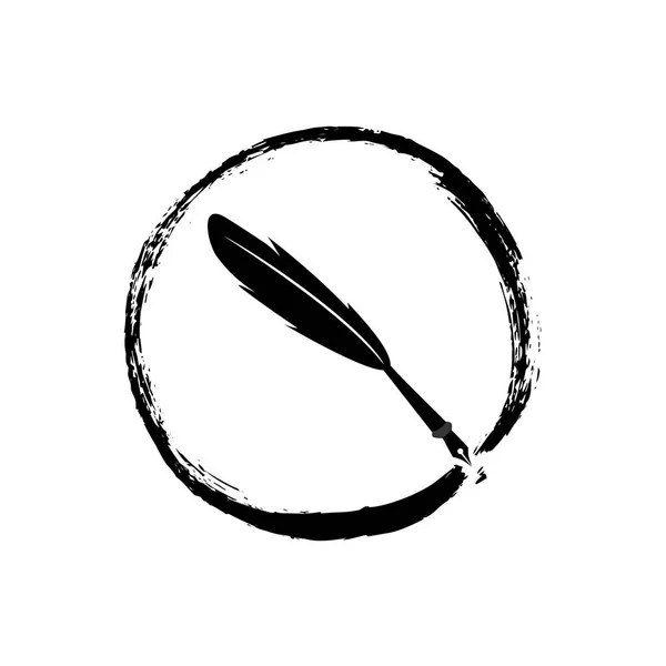 Εικονίδιο μελάνι στυλό φτερό εικόνα απομονωμένο σύμβολο διάνυσμα σημάδι — Διανυσματικό Αρχείο