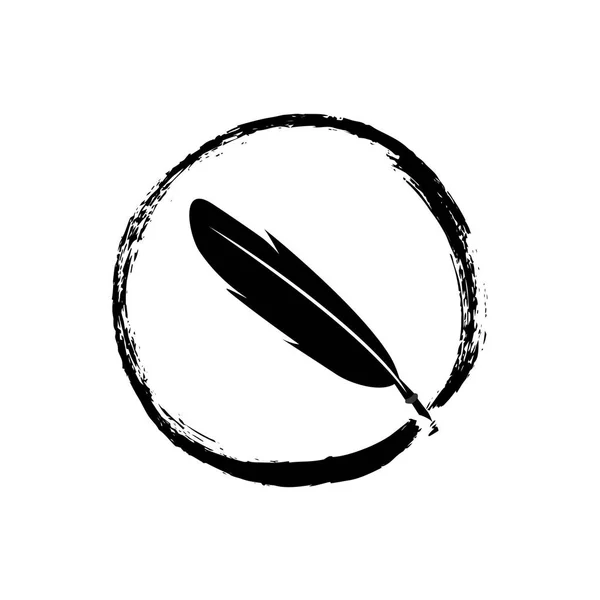 Εικονίδιο μελάνι στυλό φτερό εικόνα απομονωμένο σύμβολο διάνυσμα σημάδι — Διανυσματικό Αρχείο