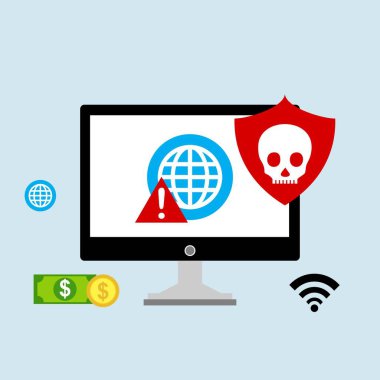 Hacker etkinlik bilgisayarı. Cep telefonu vektörü, zararlı yazılım konsepti, spam verisi, dolandırıcılık internet hatası, güvensiz bağlantı, çevrimiçi dolandırıcılık, virüs uyarısı