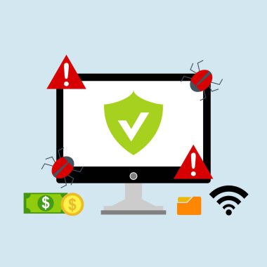 Hacker etkinlik bilgisayarı. Cep telefonu vektörü, zararlı yazılım konsepti, spam verisi, dolandırıcılık internet hatası, güvensiz bağlantı, çevrimiçi dolandırıcılık, virüs uyarısı