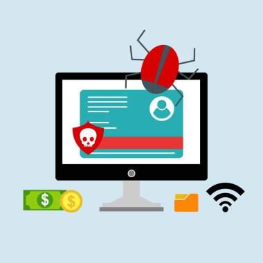 Hacker etkinlik bilgisayarı. Cep telefonu vektörü, zararlı yazılım konsepti, spam verisi, dolandırıcılık internet hatası, güvensiz bağlantı, çevrimiçi dolandırıcılık, virüs uyarısı