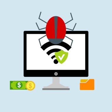 Hacker etkinlik bilgisayarı. Cep telefonu vektörü, zararlı yazılım konsepti, spam verisi, dolandırıcılık internet hatası, güvensiz bağlantı, çevrimiçi dolandırıcılık, virüs uyarısı