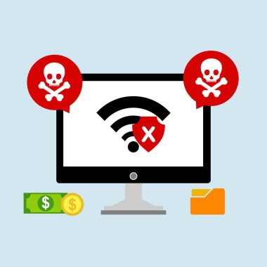 Hacker etkinlik bilgisayarı. Cep telefonu vektörü, zararlı yazılım konsepti, spam verisi, dolandırıcılık internet hatası, güvensiz bağlantı, çevrimiçi dolandırıcılık, virüs uyarısı