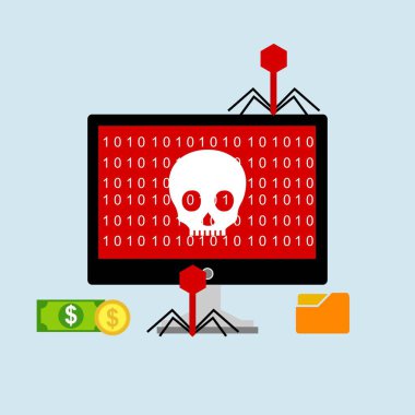 Hacker etkinlik bilgisayarı. Cep telefonu vektörü, zararlı yazılım konsepti, spam verisi, dolandırıcılık internet hatası, güvensiz bağlantı, çevrimiçi dolandırıcılık, virüs uyarısı