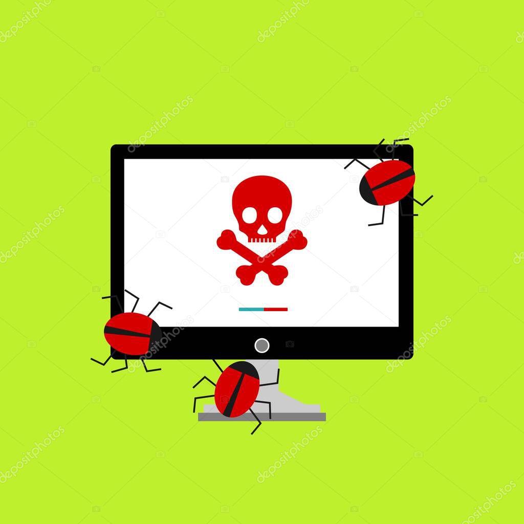Hacker activity computer.Alert notification on mobile phone vector, malware concept, spam data, fraud internet error, insecure connection, online scam, virus