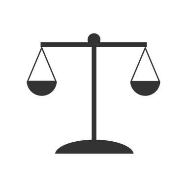 Yasal ölçekte vektör simgesi. Adaletin sembolü. Ağır bir ceza dengesi işareti.