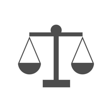 Yasal ölçekte vektör simgesi. Adaletin sembolü. Ağır bir ceza dengesi işareti.
