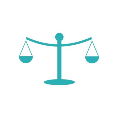 Yasal ölçekte vektör simgesi. Adaletin sembolü. Ağır bir ceza dengesi işareti.