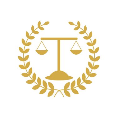 Adalet terazisi avukat logosu, adalet terazisi işaret simgesi. Hukuk Mahkemesi sembolü, soyut grafik simgesi, logo tasarım şablonu, şirket sembolü