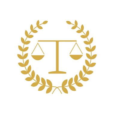 Adalet terazisi avukat logosu, adalet terazisi işaret simgesi. Hukuk Mahkemesi sembolü, soyut grafik simgesi, logo tasarım şablonu, şirket sembolü