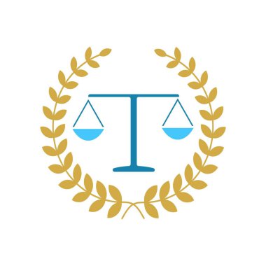 Adalet terazisi avukat logosu, adalet terazisi işaret simgesi. Hukuk Mahkemesi sembolü, soyut grafik simgesi, logo tasarım şablonu, şirket sembolü