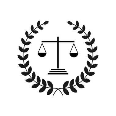 Adalet terazisi avukat logosu, adalet terazisi işaret simgesi. Hukuk Mahkemesi sembolü, soyut grafik simgesi, logo tasarım şablonu, şirket sembolü