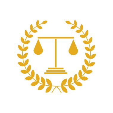Adalet terazisi avukat logosu, adalet terazisi işaret simgesi. Hukuk Mahkemesi sembolü, soyut grafik simgesi, logo tasarım şablonu, şirket sembolü