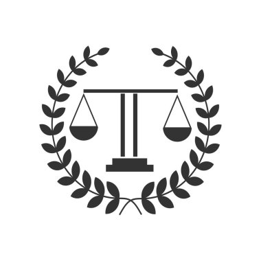 Adalet terazisi avukat logosu, adalet terazisi işaret simgesi. Hukuk Mahkemesi sembolü, soyut grafik simgesi, logo tasarım şablonu, şirket sembolü