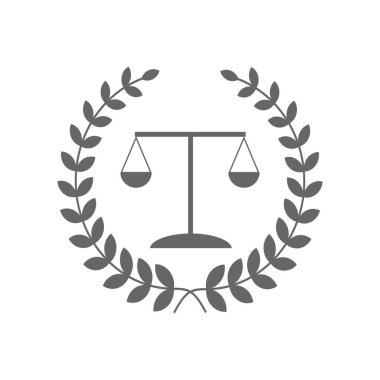 Adalet terazisi avukat logosu, adalet terazisi işaret simgesi. Hukuk Mahkemesi sembolü, soyut grafik simgesi, logo tasarım şablonu, şirket sembolü