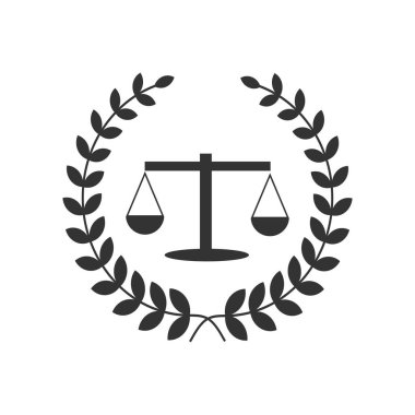 Adalet terazisi avukat logosu, adalet terazisi işaret simgesi. Hukuk Mahkemesi sembolü, soyut grafik simgesi, logo tasarım şablonu, şirket sembolü
