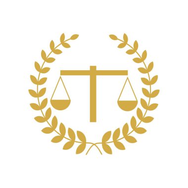 Adalet terazisi avukat logosu, adalet terazisi işaret simgesi. Hukuk Mahkemesi sembolü, soyut grafik simgesi, logo tasarım şablonu, şirket sembolü