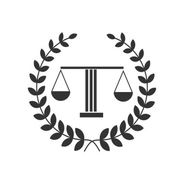 Adalet terazisi avukat logosu, adalet terazisi işaret simgesi. Hukuk Mahkemesi sembolü, soyut grafik simgesi, logo tasarım şablonu, şirket sembolü