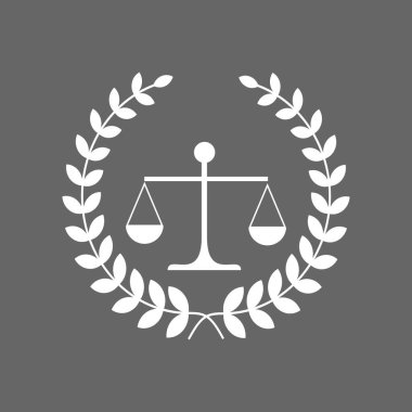 Adalet terazisi avukat logosu, adalet terazisi işaret simgesi. Hukuk Mahkemesi sembolü, soyut grafik simgesi, logo tasarım şablonu, şirket sembolü