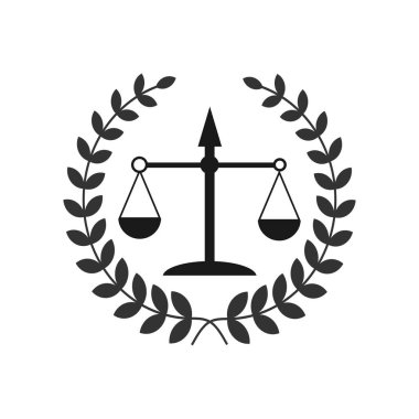 Adalet terazisi avukat logosu, adalet terazisi işaret simgesi. Hukuk Mahkemesi sembolü, soyut grafik simgesi, logo tasarım şablonu, şirket sembolü