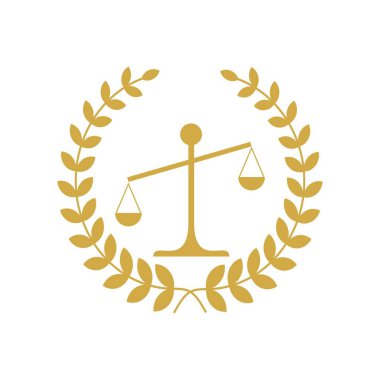 Adalet terazisi avukat logosu, adalet terazisi işaret simgesi. Hukuk Mahkemesi sembolü, soyut grafik simgesi, logo tasarım şablonu, şirket sembolü
