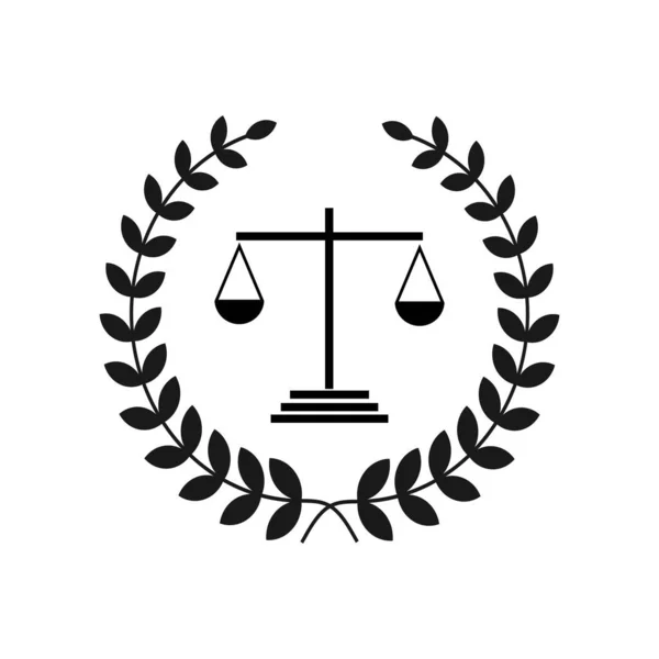 Justitie schalen advocaat logo, schaal van Justitie teken icoon. Hof van Justitie symbool, Abstract grafisch icoon, logo ontwerp template, symbool voor bedrijf — Stockvector