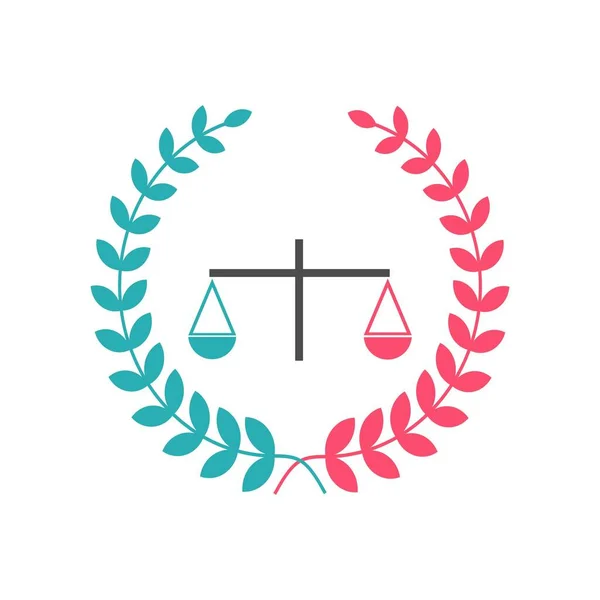 Justicia escala logo abogado, Escalas de Justicia signo icono. Símbolo del Tribunal de Justicia, icono gráfico abstracto, plantilla de diseño de logotipo, símbolo para la empresa — Archivo Imágenes Vectoriales