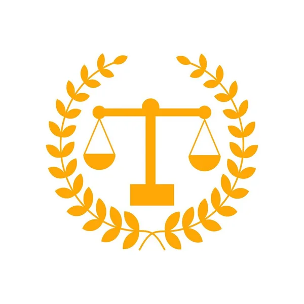 Правосудие весит логотип юриста, значок "Весы правосудия". Символ суда, абстрактная графическая иконка, шаблон логотипа, символ компании — стоковый вектор