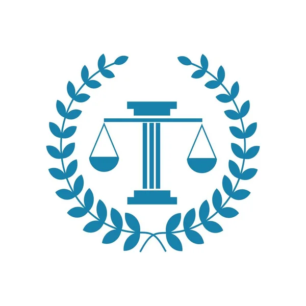 Правосудие весит логотип юриста, значок "Весы правосудия". Символ суда, абстрактная графическая иконка, шаблон логотипа, символ компании — стоковый вектор