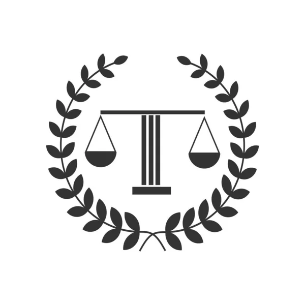 Justice våg advokat logotyp, Scales of Justice tecken ikon. Domstolens symbol, Abstrakt grafisk ikon, logotyp design mall, symbol för företag — Stock vektor