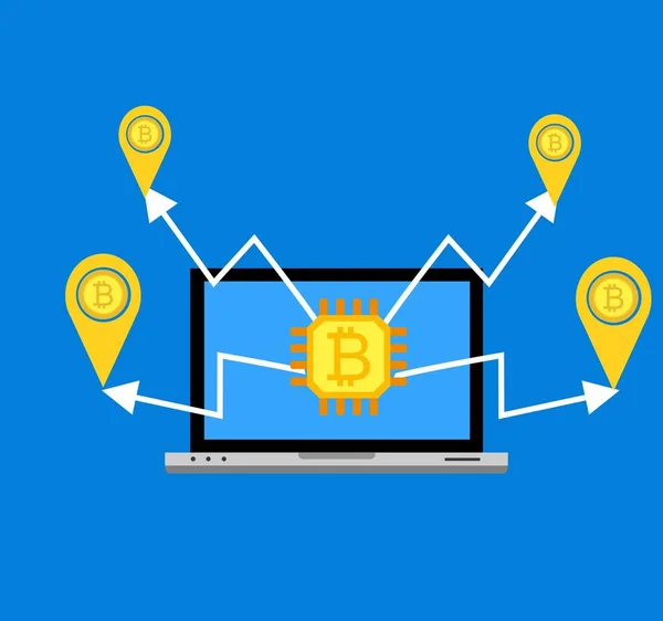 Blockchain schéma minier crypto serveur de devises — Image vectorielle
