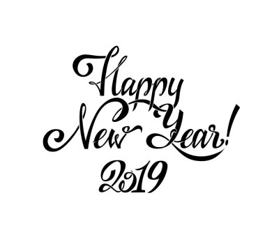 Mutlu yeni yıl 2019 yazdır. Hat metin tasarım