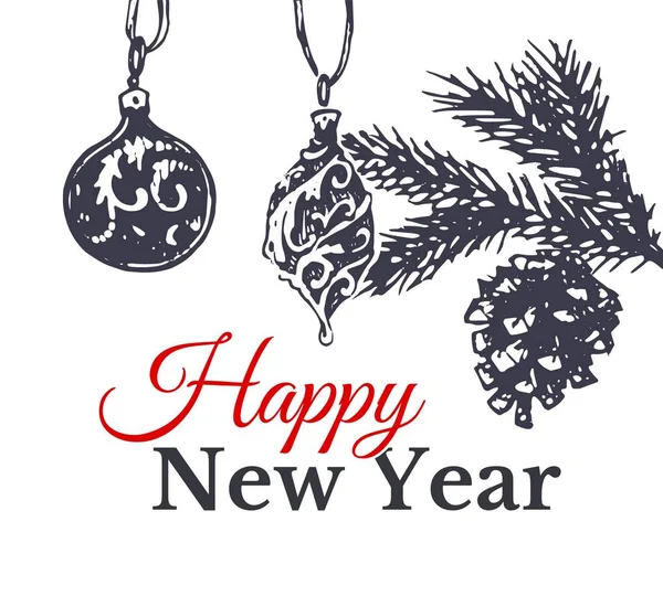 Yeni Yılınız Kutlu Olsun. Elle çizilmiş vektör kartı — Stok Vektör