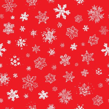 Kırmızı kar taneleri ile Seamless Noel modeli