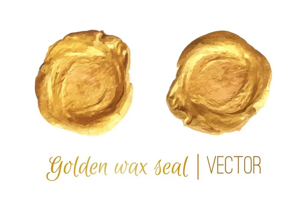 Gouden cirkelframe en wax zegel vector set — Stockvector