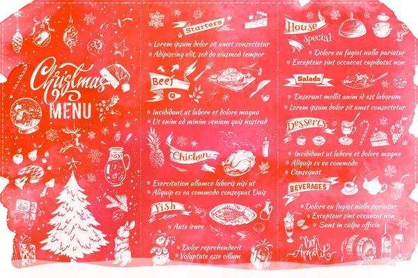 Diseño dibujado a mano del menú de Navidad para café — Archivo Imágenes Vectoriales