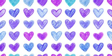 El ile Seamless modeli renkli kalpler çizilmiş