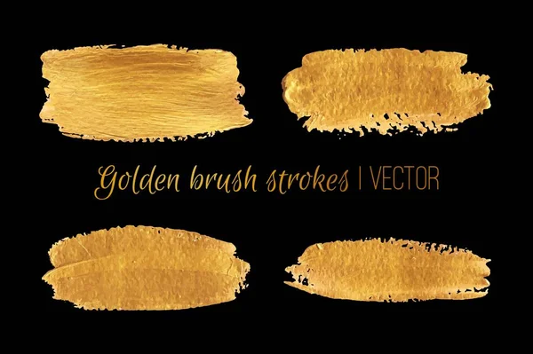 Pinceladas douradas conjunto pinceladas. Projeto vetorial — Vetor de Stock