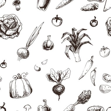 Sebze seamless modeli. Vektör arka plan