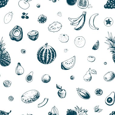 Meyve seamless modeli. Vektör arka plan