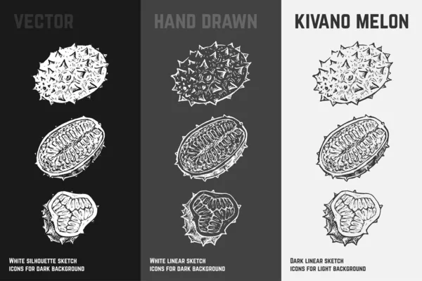 Кивано ручной работы. Векторный набор фруктов — стоковый вектор